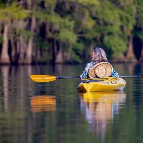 SMC volunteer Jane Faulkner enjoying Florida’s natural environment while kayaking. Photo courtesy Linda Wilinski.